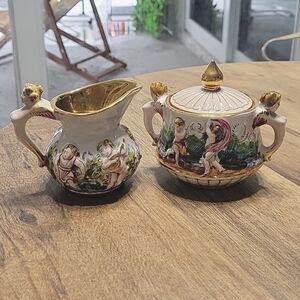 Vintage Capodimonte Cream & Sugar Set